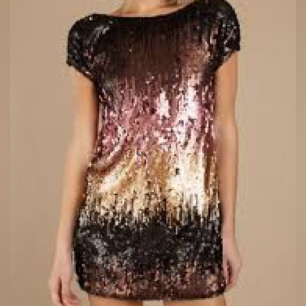 Tobi Sequined Shift Party Dress size M multi colored Night out